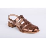 Sandalia de Couro Salto Bloco Bronze Ref. 09422.09992