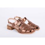 Sandalia de Couro Salto Bloco Bronze Ref. 09422.09992