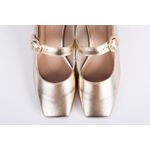 Mule Couro com Salto Bloco Ouro Ref. 09491.09952
