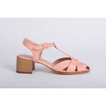Sandalia de Couro Salto Bloco Pessego Ref. 09922.09903