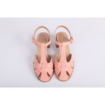 Sandalia de Couro Salto Bloco Pessego Ref. 09922.09903