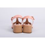 Sandalia de Couro Salto Bloco Pessego Ref. 09922.09903