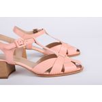 Sandalia de Couro Salto Bloco Pessego Ref. 09922.09903