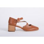 Sapato de Couro Mary Jane Camel Ref. 09932.09913