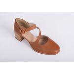 Sapato de Couro Mary Jane Camel Ref. 09932.09913