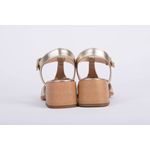 Sandalia de Couro Salto Bloco Dourado Ref. 09922.09903