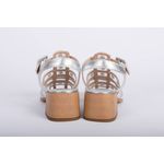 Sandalia de Couro Salto Bloco Tela Prata Ref. 09982.09973