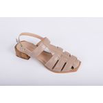 Sandalia de Couro Salto Bloco Amendoa Ref. 09422.09992