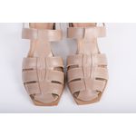 Sandalia de Couro Salto Bloco Amendoa Ref. 09422.09992