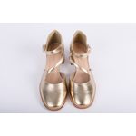 Sapato de Couro Mary Jane Ouro Ref. 09932.09913