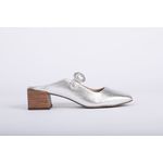 Mule Couro com Salto Bloco Prata Ref. 09491.09952