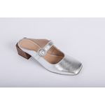 Mule Couro com Salto Bloco Prata Ref. 09491.09952