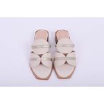 Tamanco Off White com tiras Ouro Ref. 09991.09962
