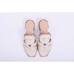 Tamanco Off White com tiras Ouro Ref. 09991.09962