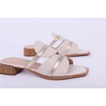 Tamanco Off White com tiras Ouro Ref. 09991.09962