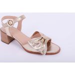 Sandalia de Couro Laço Dourado Ref. 09932.09913