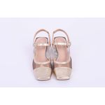 Sapato De Salto Bloco Tela Ouro REF. 09902.09972