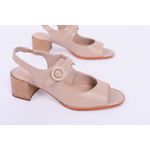Sapato Couro Salto Bloco Amendoa Ref. 09422.09992