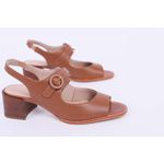 Sapato Couro Salto Bloco Caramelo Ref. 09422.09992