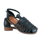 Sandalia Veneto Preto Salto Baixo Ref. 09932.09913