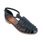 Sandalia Veneto Preto Salto Baixo Ref. 09932.09913
