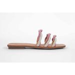 Rasteira Feminina Tres tiras Rosa Cristal Ref. 09401.09941