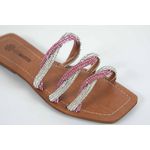 Rasteira Feminina Tres tiras Rosa Cristal Ref. 09401.09941