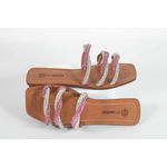 Rasteira Feminina Tres tiras Rosa Cristal Ref. 09401.09941