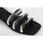 Rasteira Feminina Tres tiras Preto Cristal Ref. 09401.09941
