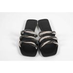 Rasteira Feminina Tres tiras Preto Cristal Ref. 09401.09941