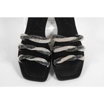 Rasteira Feminina Tres tiras Preto Cristal Ref. 09401.09941