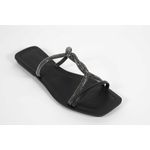 Rasteira Feminina Alça Trançada Preto Crsital REF. 0949.09431