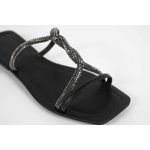 Rasteira Feminina Alça Trançada Preto Crsital REF. 0949.09431