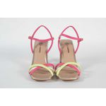 Sandália Salto Dourado Mestiço Couro Rosa Pink Ref. 09941.09412