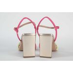 Sandália Salto Dourado Mestiço Couro Rosa Pink Ref. 09941.09412