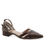 Scarpin salto baixo couro Le Mans Chocolate