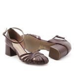 Sandália Salto Médio Couro Clement Chocolate