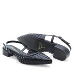 Scarpin Salto Baixo Couro Mende Preto Cristal