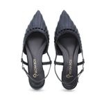 Scarpin Salto Baixo Couro Mende Preto Cristal