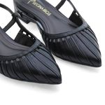 Scarpin Salto Baixo Couro Mende Preto Cristal