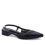 Scarpin Salto Baixo Couro Mende Preto Cristal