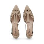 Scarpin salto baixo couro Nobuck Amiens Taupe