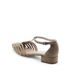 Scarpin salto baixo couro Nobuck Amiens Taupe