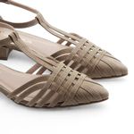Scarpin salto baixo couro Nobuck Amiens Taupe