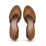 Peep Toe Baixa Couro Nobuck Lagrasse Carmel