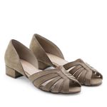 Peep Toe Baixa Couro Nobuck Lagrasse Taupe