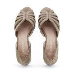 Peep Toe Baixa Couro Nobuck Lagrasse Taupe