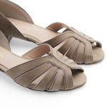 Peep Toe Baixa Couro Nobuck Lagrasse Taupe