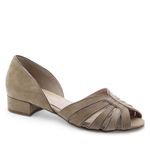 Peep Toe Baixa Couro Nobuck Lagrasse Taupe