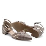 Scarpin salto baixo couro Le Mans Taupe